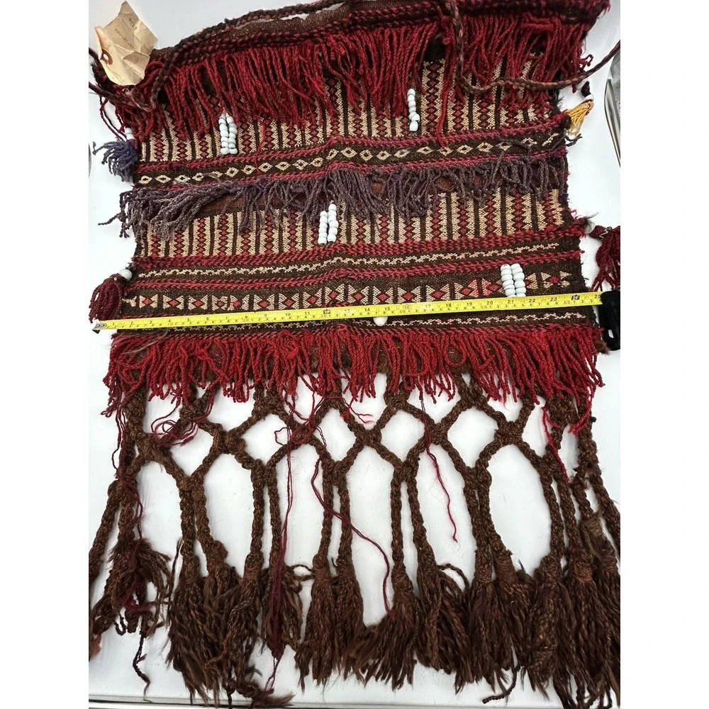 Vintage‎ Wool Salt Bag Tapestry Tassels Camel Saddlebag Single Tribal Wall Hang
